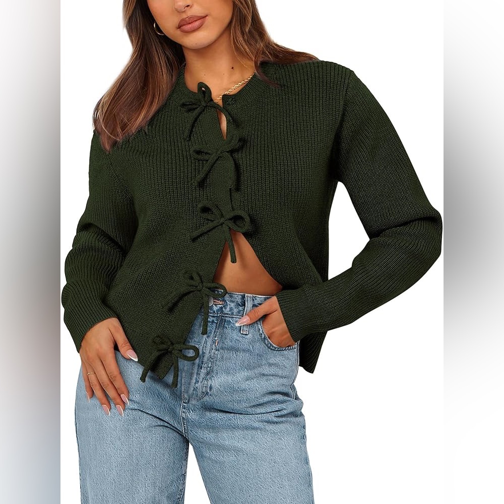 BTFBM Bow Front Cardigan Army Green